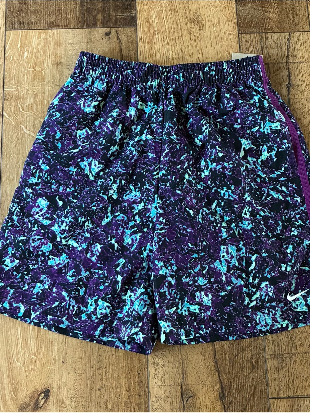 Nike Purple and Aqua Marble Athletic Shorts